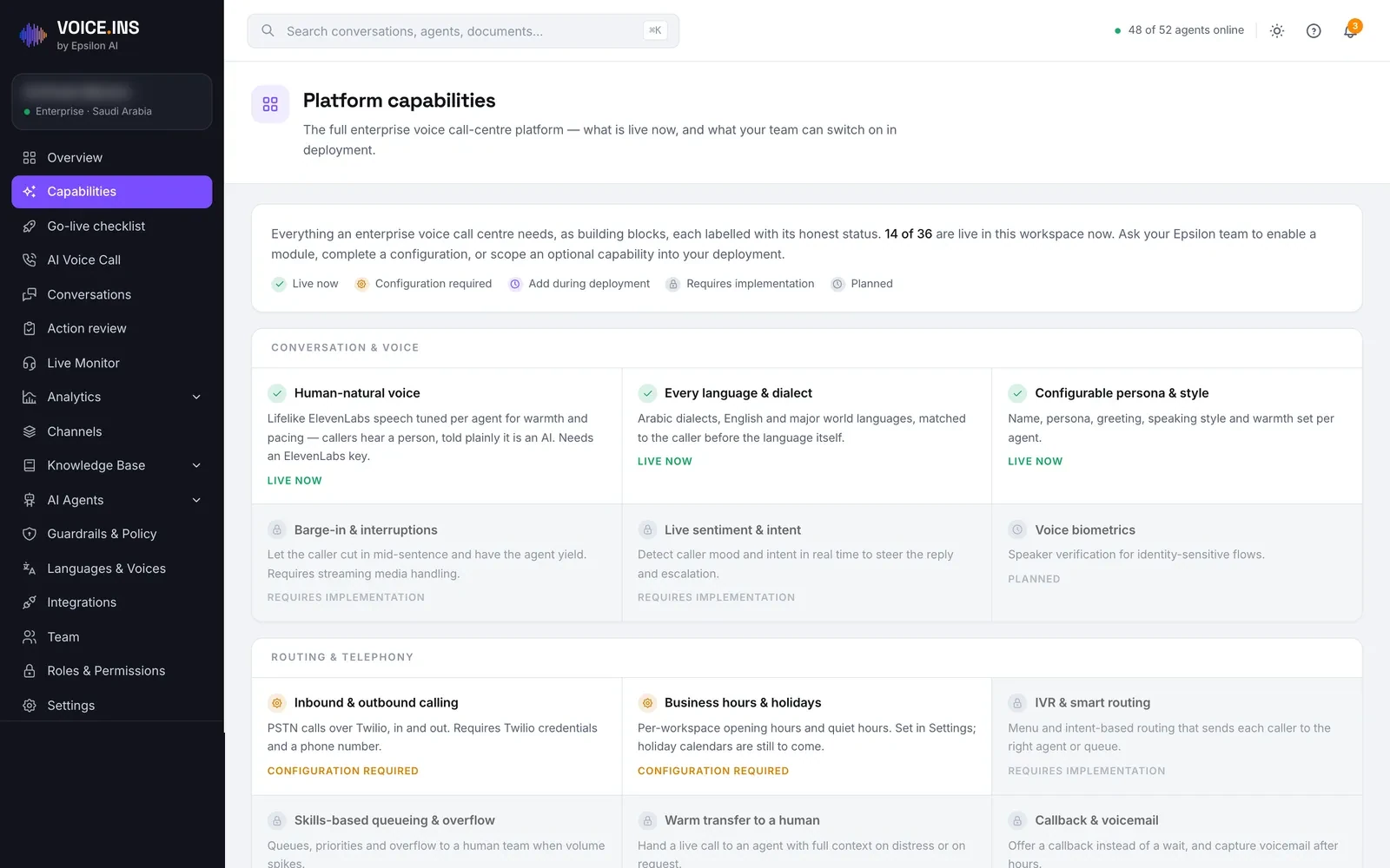Platform capabilities